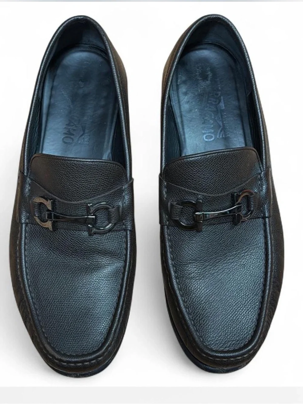 Salvatore Ferragamo Dark Brown Texture Leather w/ Horsebit Strap Loafers 10.5 EE